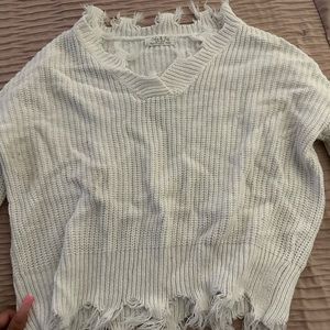 white knitted long sleeve